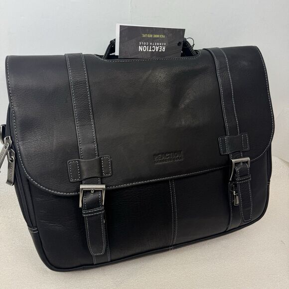 Kenneth Cole REACTION Business 16" Colombian Leather Laptop Messenger Bag - Picture 8 of 16